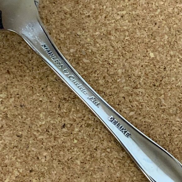 Oneida Strathmore Oval Soup Spoons Set Of 4 Deluxe Stainless Steel 1990s Vintage - Picture 6 of 6